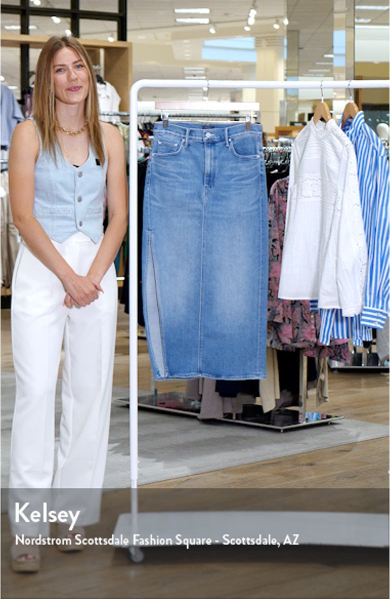 The Split Second Denim Midi Skirt, sales video thumbnail