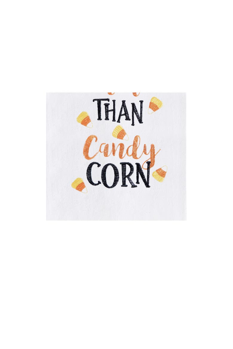 Love You More Than Candy Corn Cotton Embroidered Halloween Flour Sack Kitchen Towel, Alternate, color, Orange