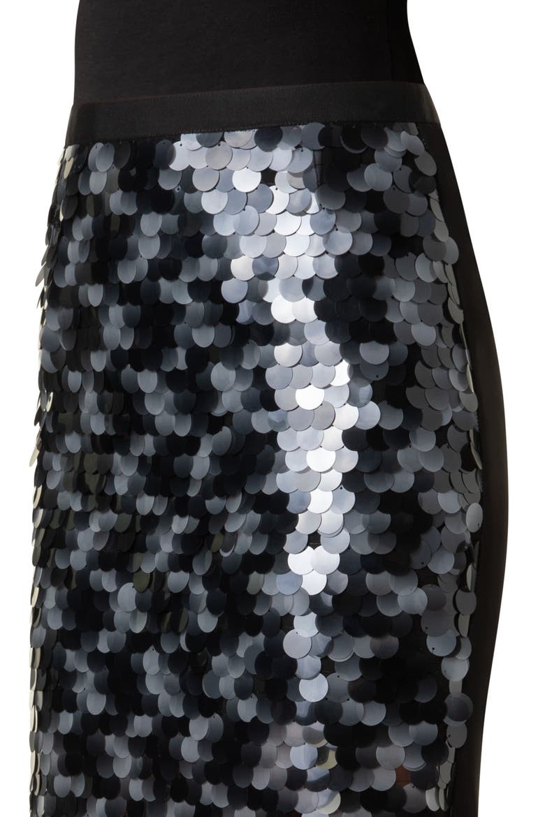Paillette Pencil Skirt, Alternate, color, BLACK