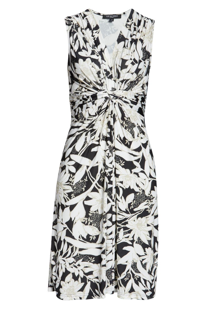 Floral Twist Front Knit Dress, Alternate, color, BLACK DAISY