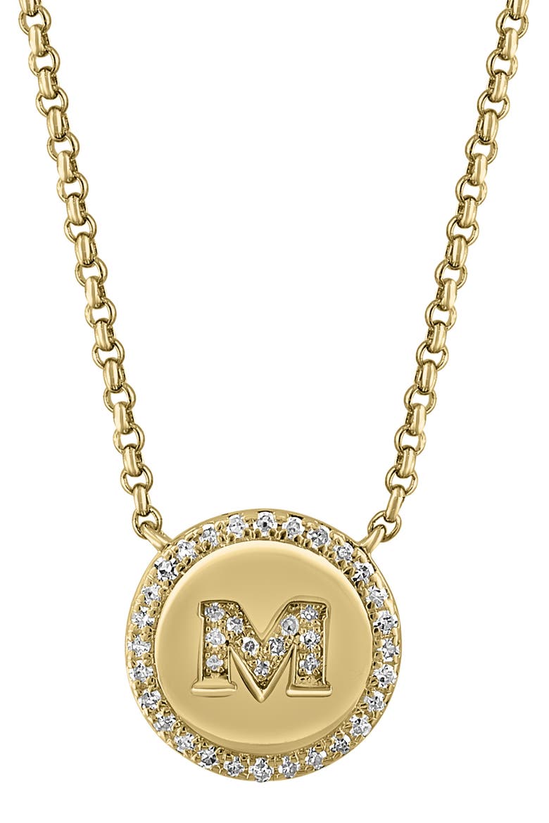 Diamond 'M' Initial Disc Pendant Necklace, Alternate, color, GOLD