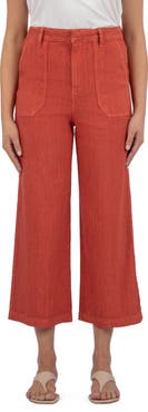 KUT from the Kloth Topaz High Waist Crop Wide Leg Linen Blend Pants