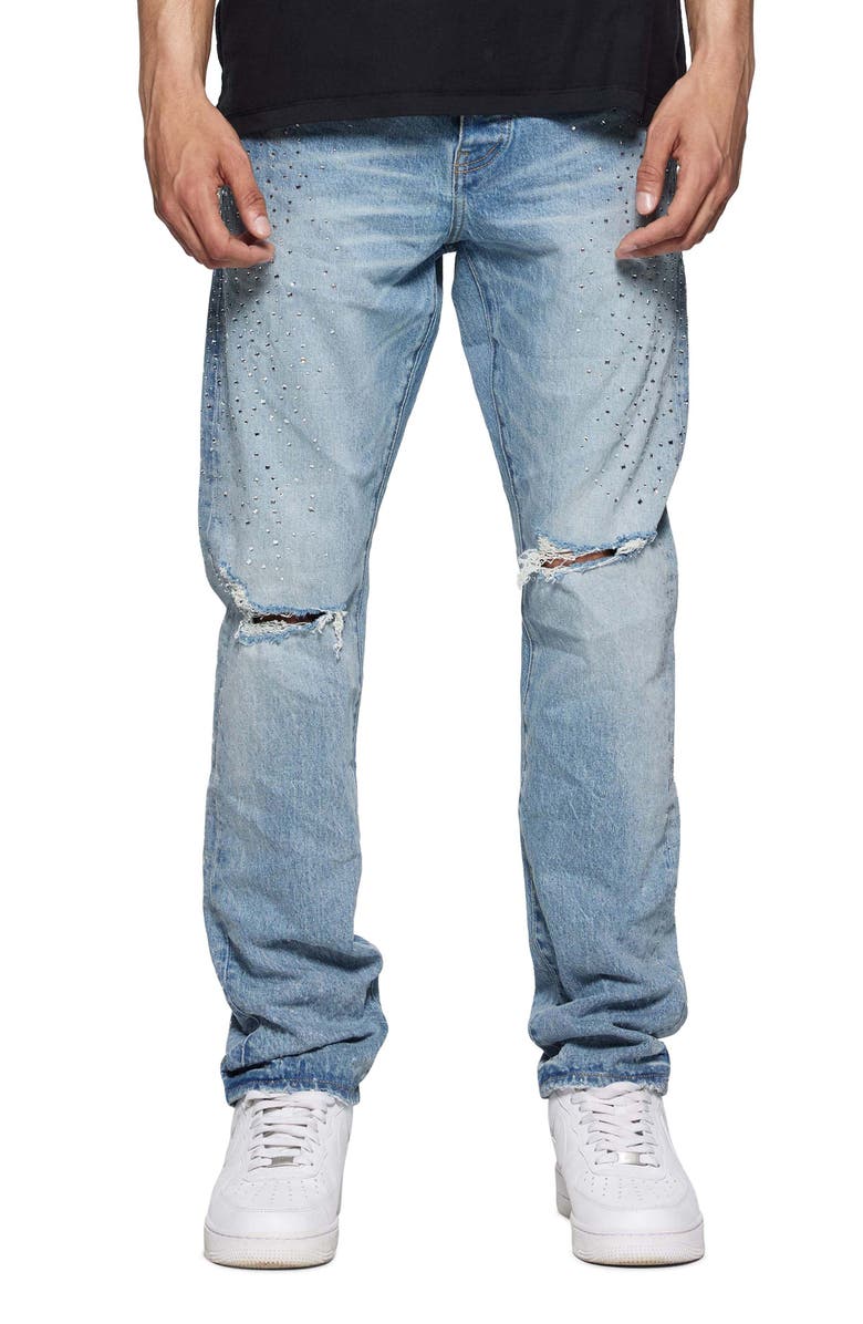 PURPLE BRAND Holloway Rhinestone Ripped Knee Skinny Jeans, Main, color, 