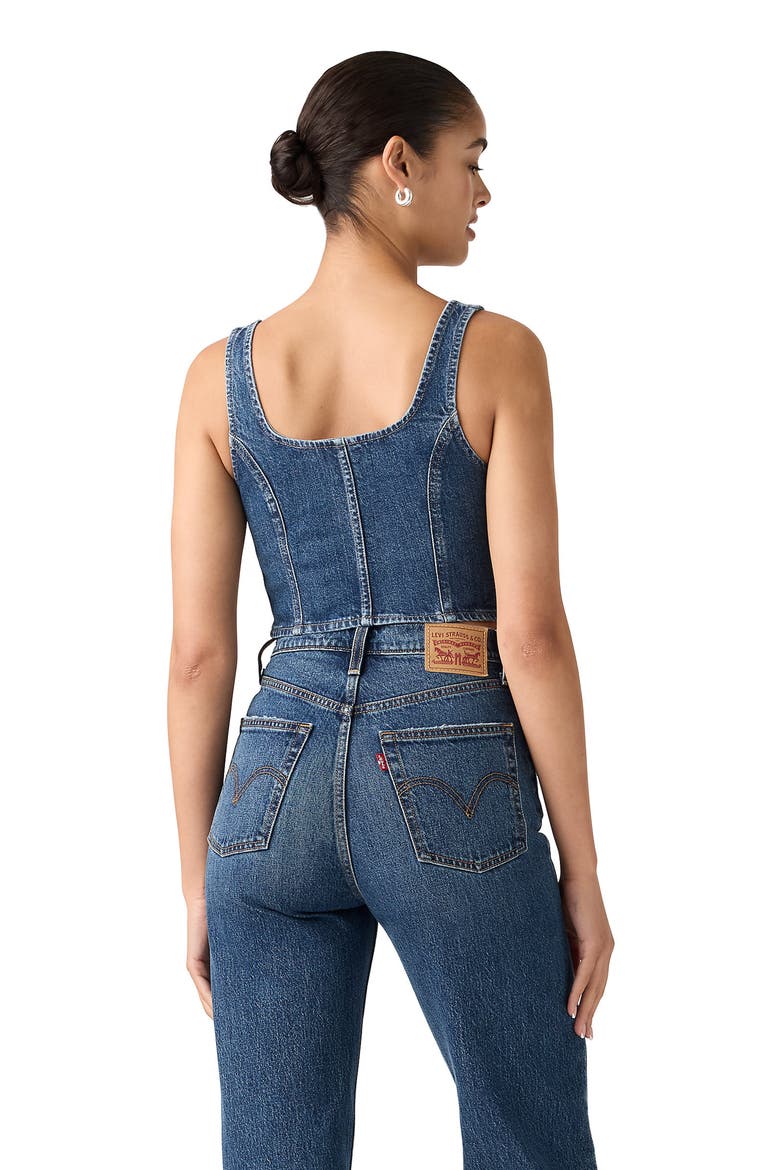 Zip Corset Denim Top, Alternate, color, SHES SO VAGUE