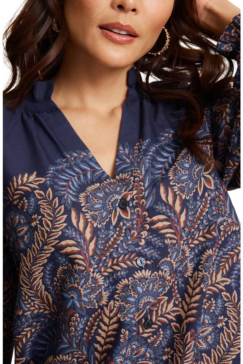 Marina Blooms Cotton Blouse, Alternate, color, COASTLINE