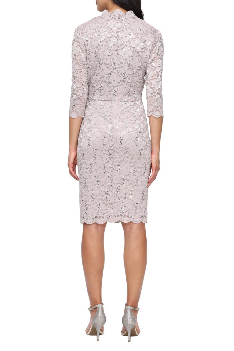 Lace Jacket and Sheath Dress Set, Alternate, color, BUFF