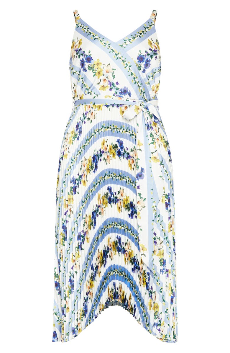 City Chic Amelia Floral Pleated Handkerchief Hem Dress, Alternate, color, Garden Party