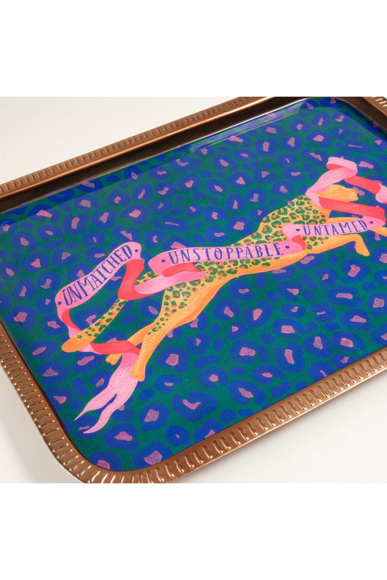 Nanpur Patterned Metal Tray 13X9 In, Alternate, color, Blue
