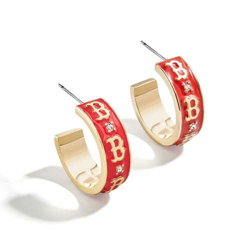 Wear By Erin Andrews X Baublebar Boston Red Sox Enamel Hoop Earrings In Gold