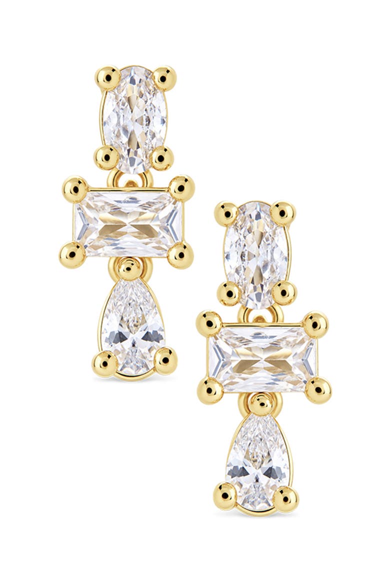 Celeste Cubic Zirconia Drop Stud Earrings, Alternate, color, GOLD