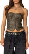 EDIKTED Maysen Faux Leather Corset Top