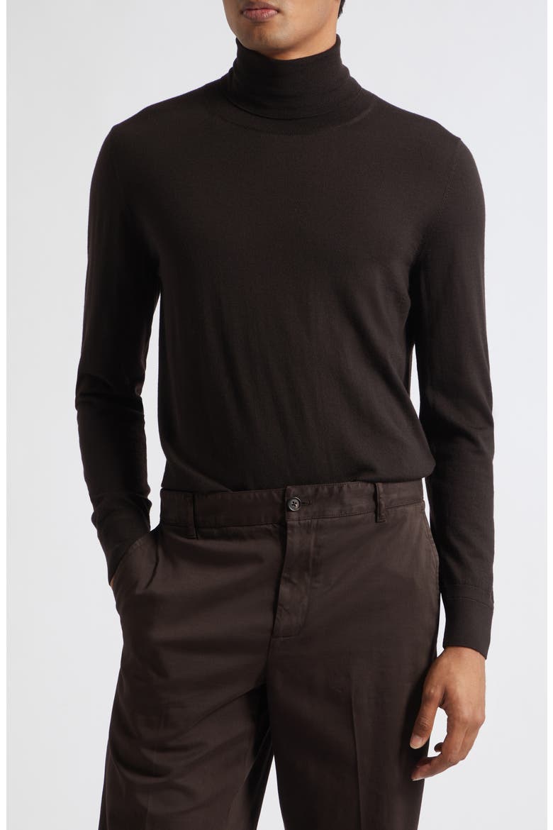 Wool Turtleneck Sweater, Main, color, DARK BROWN