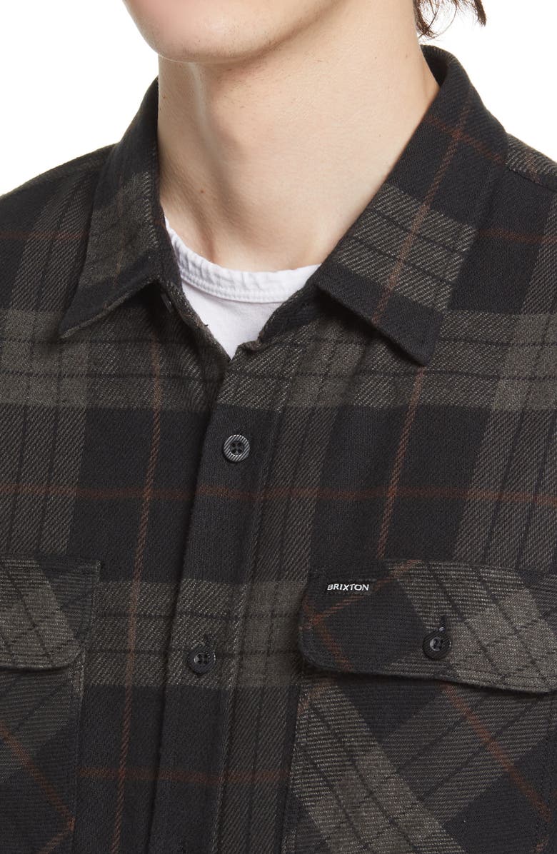 Brixton Bowery Slim Fit Plaid Flannel Button-Up Shirt, Alternate, color,