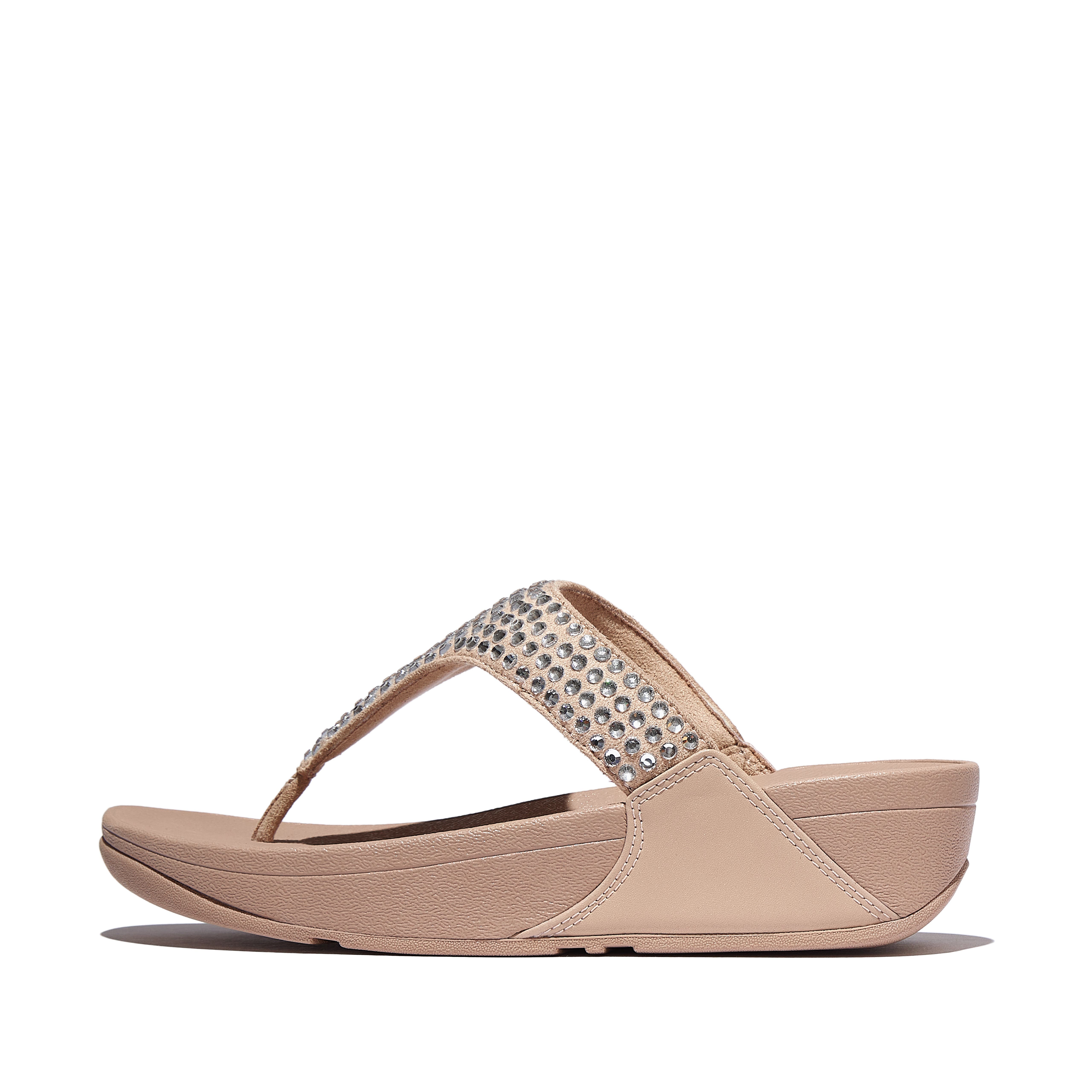 Lulu Maxi-crystal toe-post sandals, Alternate, color, Classic Beige
