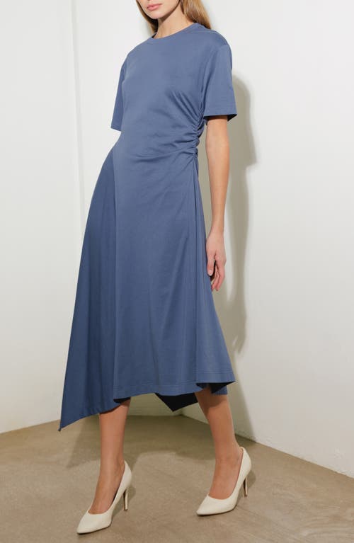 Freemarket Cotton Blend Asymmetric Hem T-shirt Dress In Slate Blue