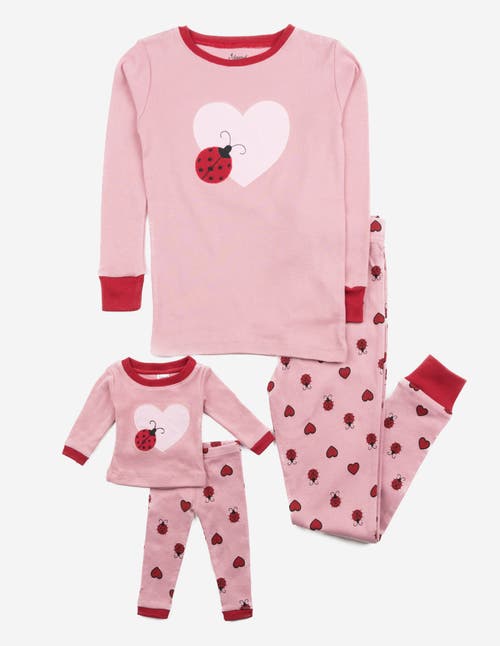Leveret Girls Matching Doll Printed Cotton Pajamas, Animal & Seasonal Prints In Pink