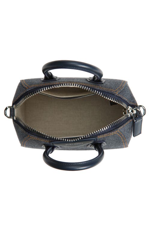 Givenchy Mini Antigona Denim & Leather Satchel In Blue