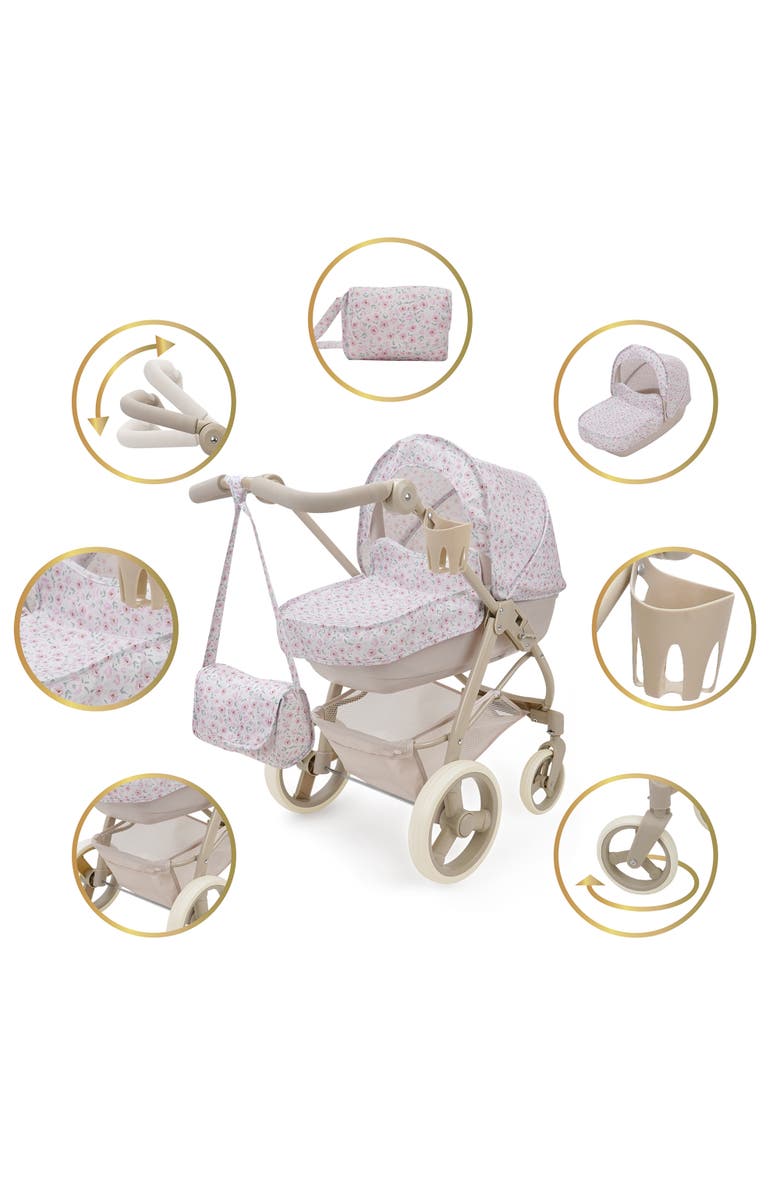 509 Crew Little Flora, Bella 2 In 1 Doll Pram, Convertible Toy Stroller, Alternate, color, Beige