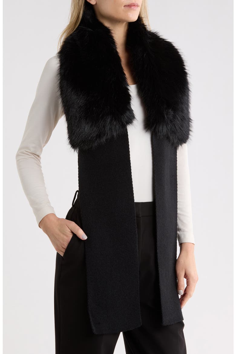 Faux Fur Scarf, Main, color, BLACK