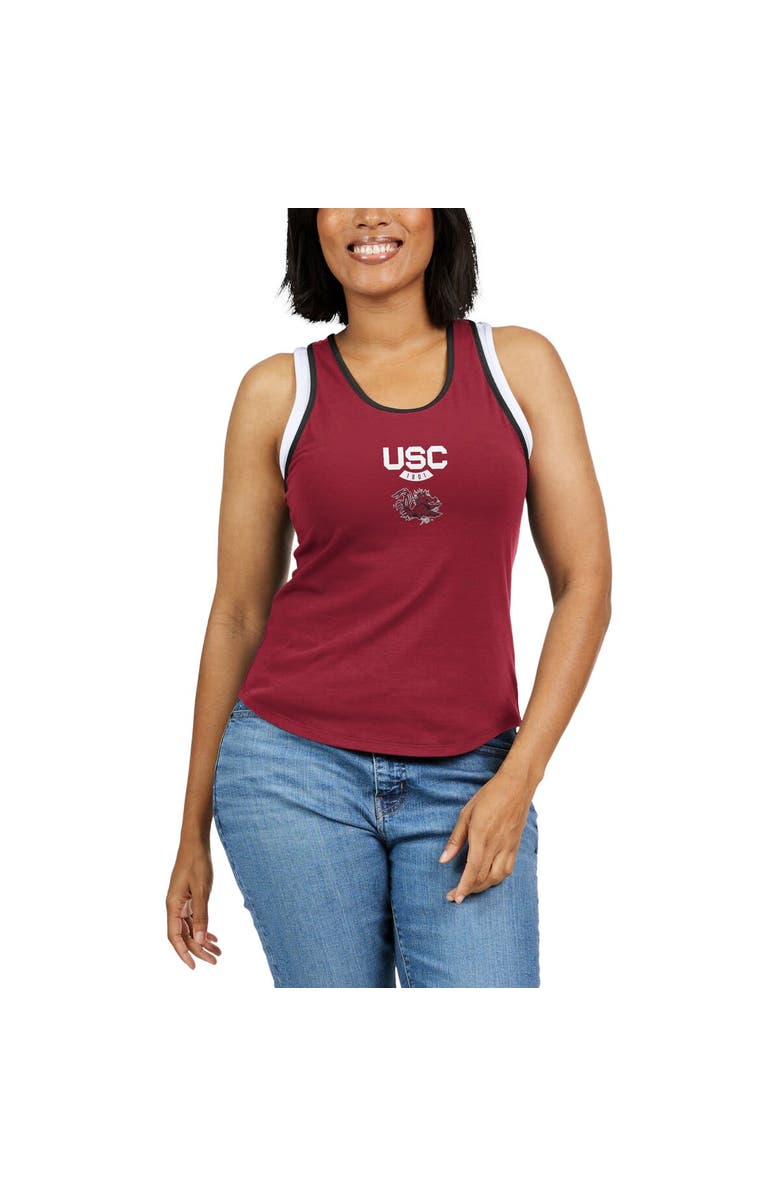 WEAR by Erin Andrews Women's WEAR by Erin Andrews Garnet South Carolina Gamecocks Open Hole Razorback Tank Top, Alternate, color, 