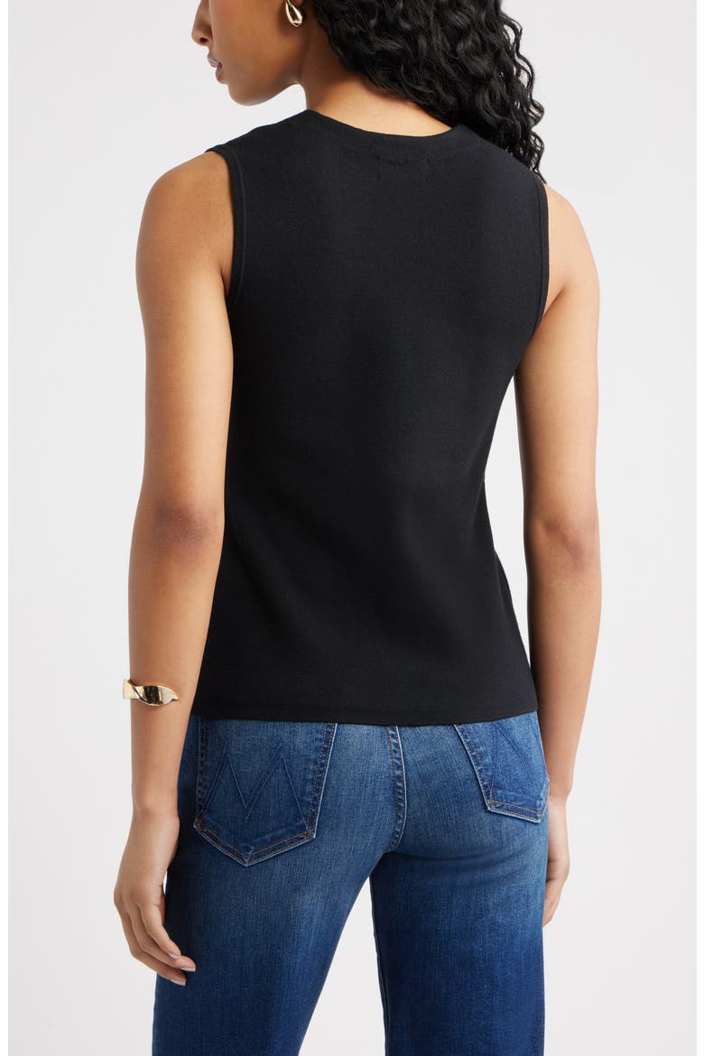 Cutaway Button-Up Sweater Vest, Alternate, color, BLACK