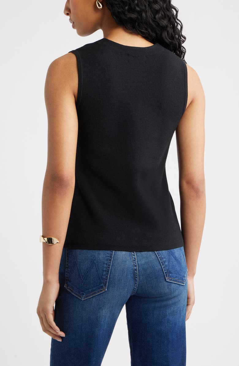 Open Edit Cutaway Button-Up Sweater Vest, Alternate, color, Black