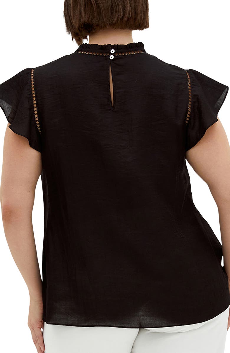 City Chic Lorelai Flutter Sleeve Top, Alternate, color, Black