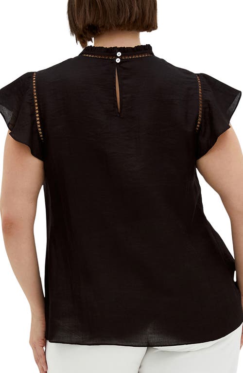 City Chic Lorelai Flutter Sleeve Top In Black