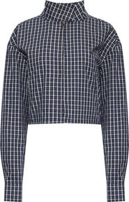 LIONESS Aura Plaid Cotton Crop Jacket