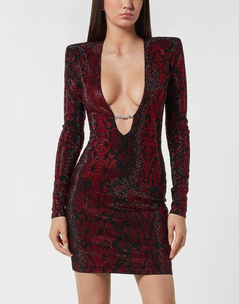 Long-Sleeved Mini Dress  Strass Women