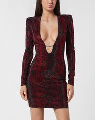 PHILIPP PLEIN Long-Sleeved Mini Dress Strass Women