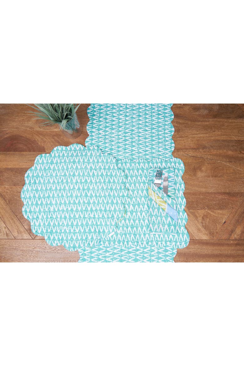 Surfside Sound Cotton Table Runner 14" x 51" - Nautical Beach, Alternate, color, Blue