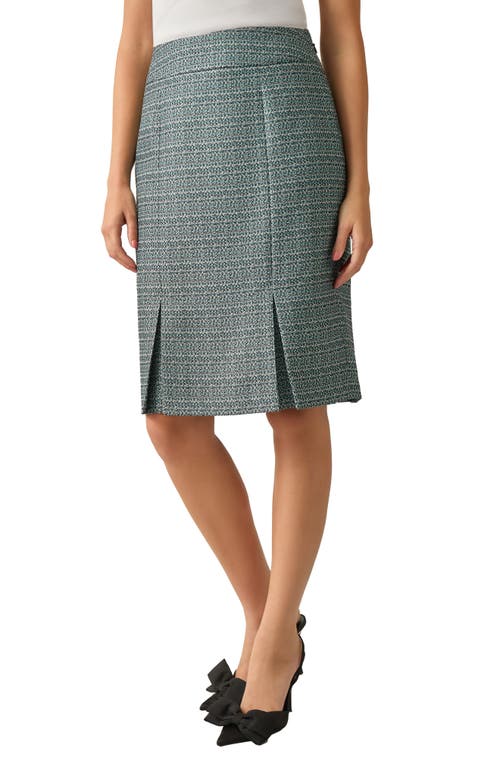 Kasper Inverted Box Pleat Tweed Skirt In Rich Teal Multi