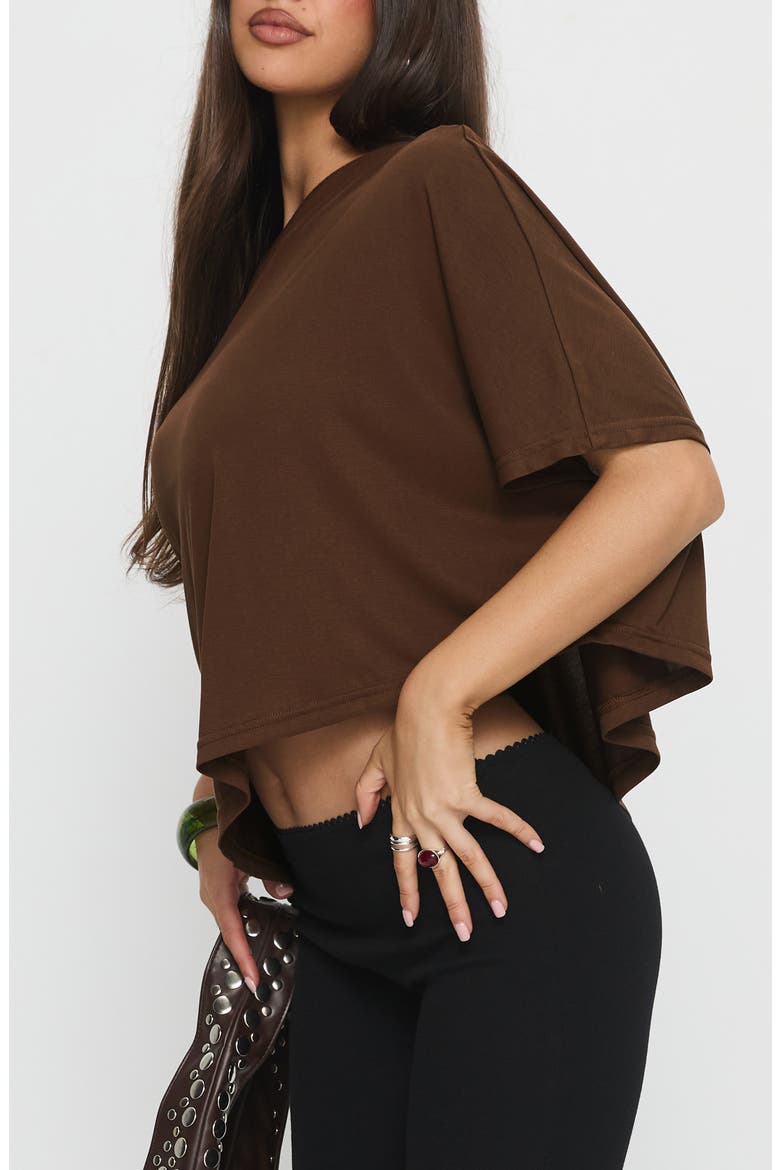 Passerby Asymmetric One-Shoulder Top, Alternate, color, BROWN