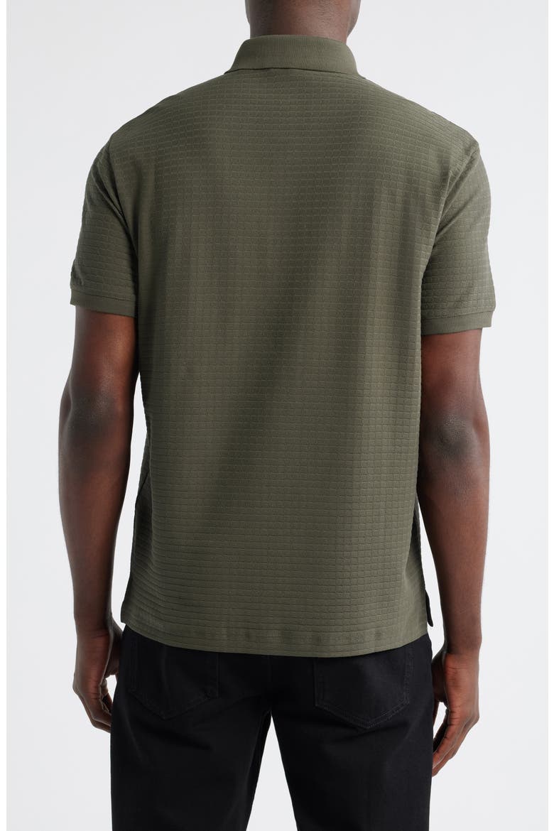 Geo Texture Cotton Polo, Alternate, color, GREEN
