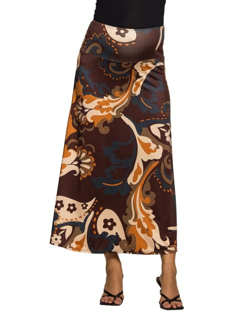 Elastic Waist Maxi Skirt Print