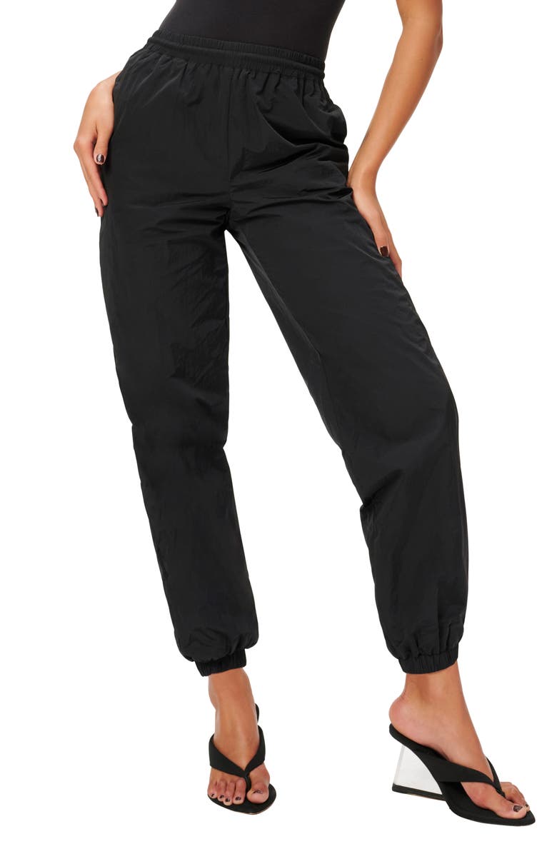 Good American Essential Nylon Track Pants, Main, color,