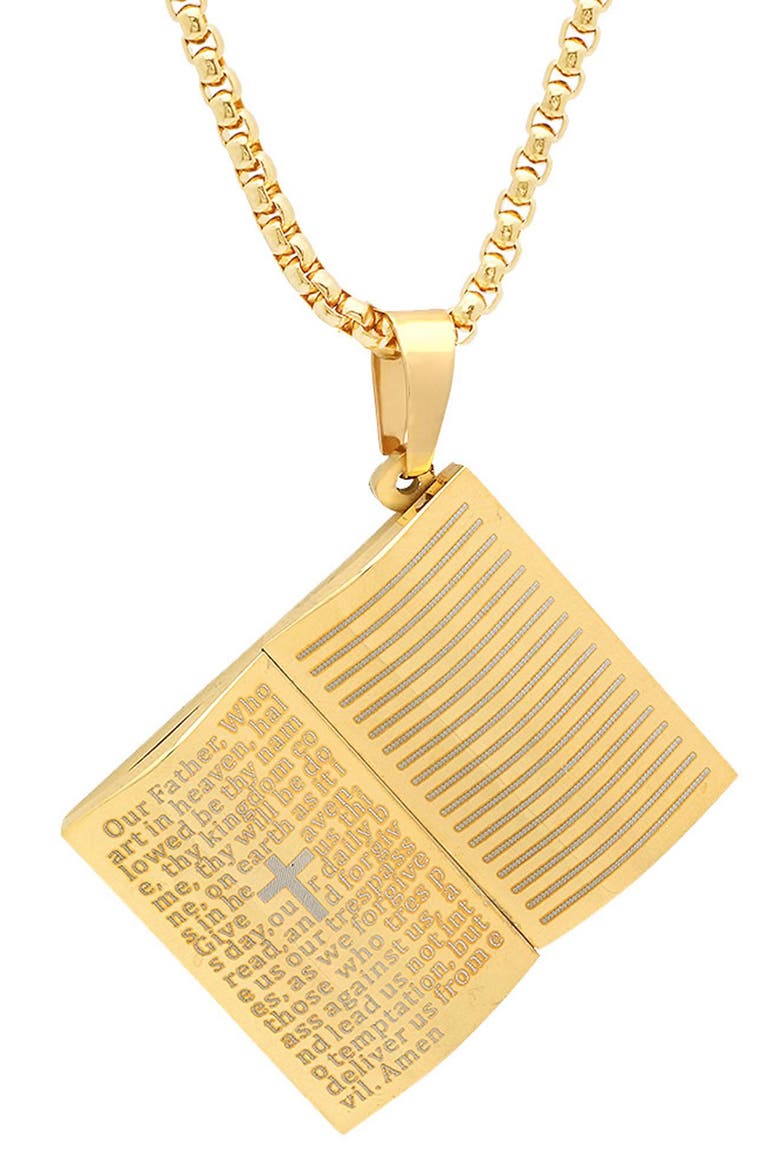Our Father Pendant Necklace, Main, color, GOLD