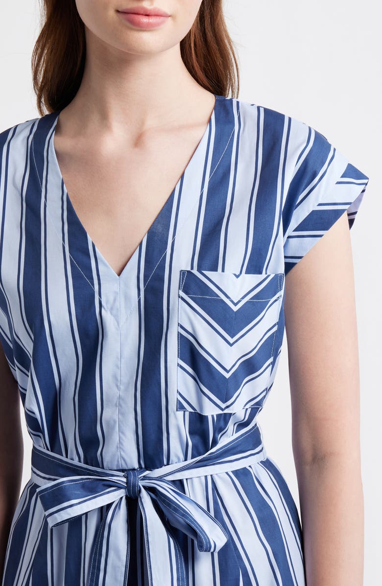 ZOE AND CLAIRE Stripe Tie Waist Maxi Dress, Alternate, color, Blue Stripe