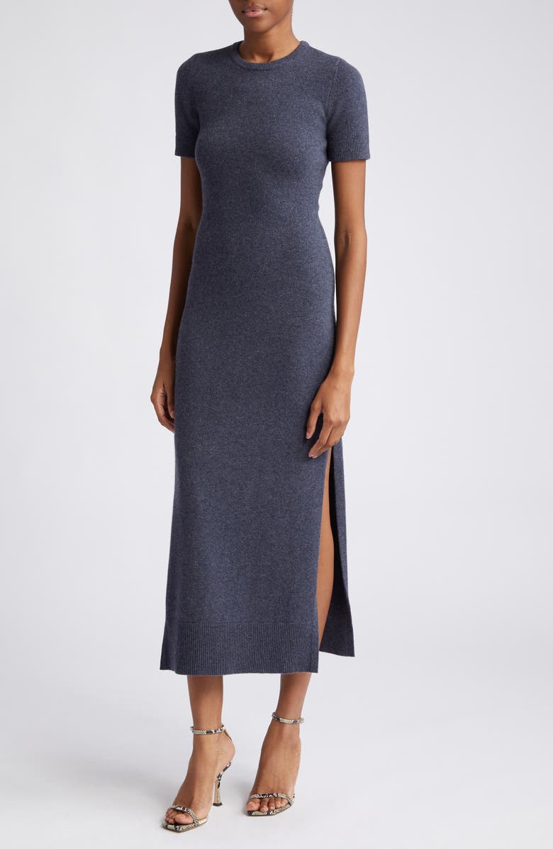 Michael Kors Collection Short Sleeve Stretch Cashmere Sweater Dress, Alternate, color, 