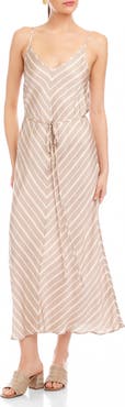 FIFTEEN TWENTY Cami Chevron Stripe Satin Midi Dress