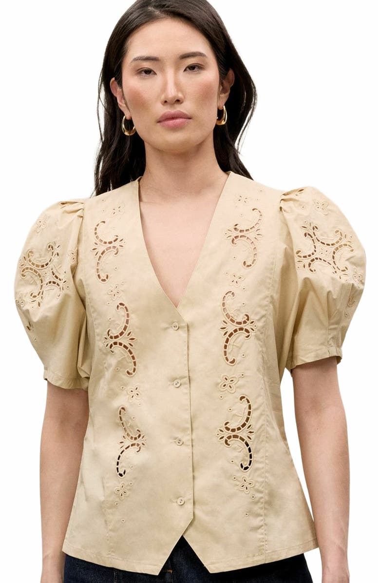 Rebecca Taylor Raquel Twill Shirt, Alternate, color, Latte