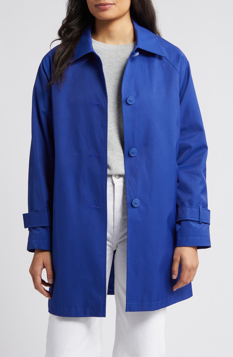 Via Spiga Balmacain Water Repellent Cotton Blend Coat, Alternate, color, Positano Blue