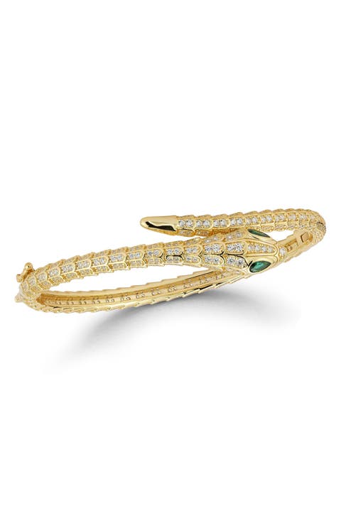 Snake Cubic Zirconia Pavé Bypass Bangle Bracelet