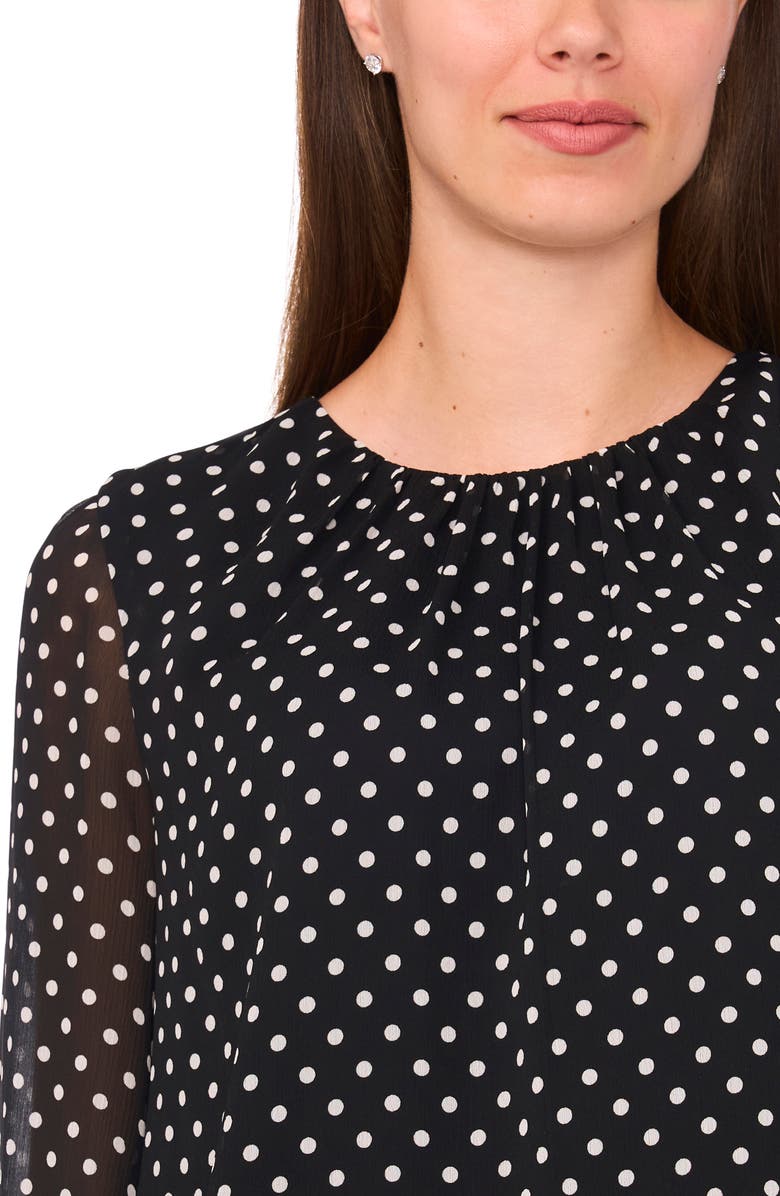 Halogen<sup>®</sup> Polka Dot Ruffle Cuff Top, Alternate, color, Rich Black