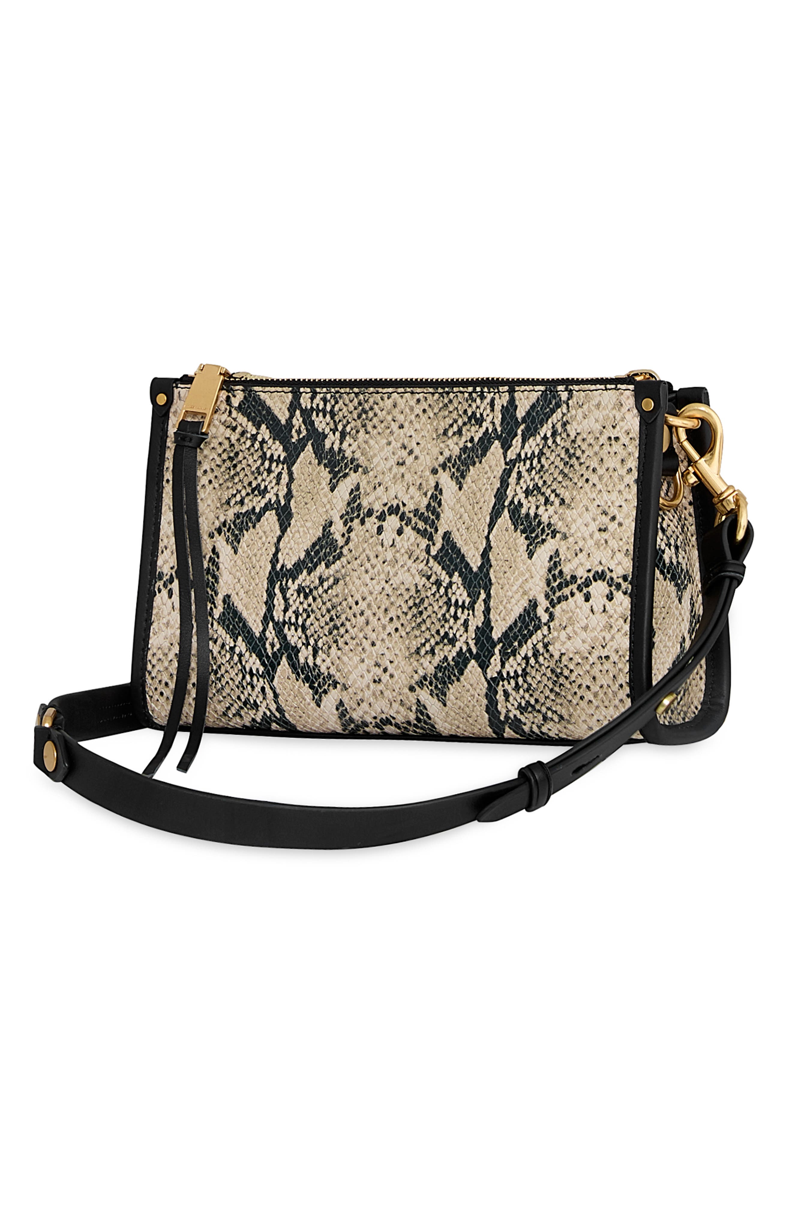 MAB Small Snake Embossed Leather Crossbody Bag, Alternate, color, ORO SNAKE