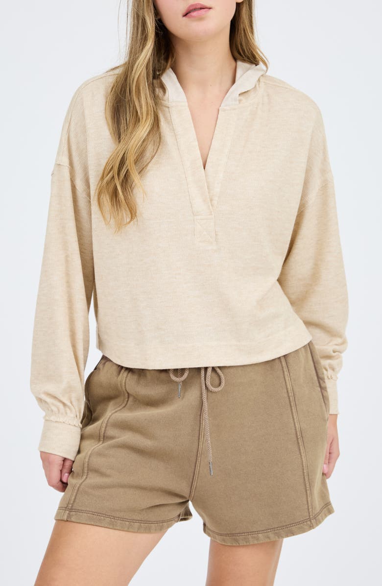 Blu Pepper Solid Hooded Henley, Main, color, Taupe