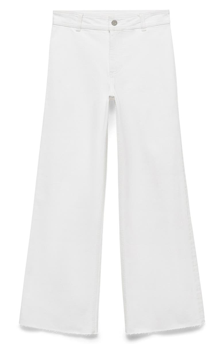 MANGO Catherin Raw Hem High Waist Wide Leg Culotte Jeans, Alternate, color, White