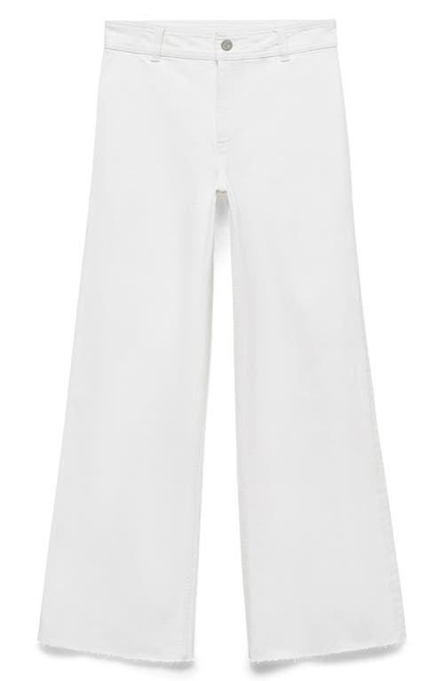 Shop Mango Catherin Raw Hem High Waist Wide Leg Culotte Jeans In White