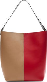 MANGO Two-Tone Leather Shoulder Bag